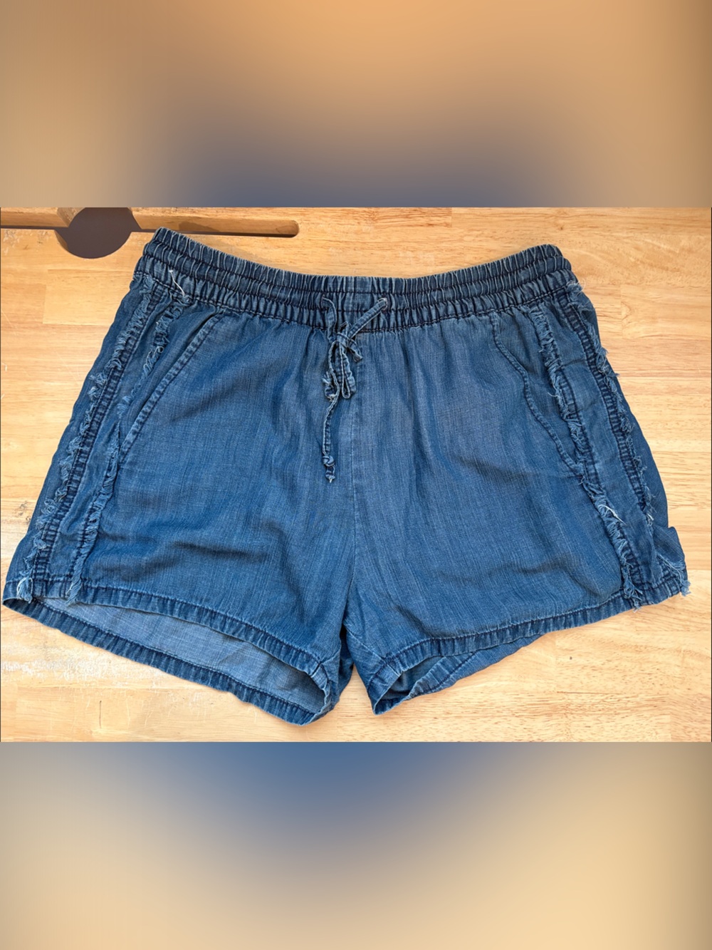 Blue Rain Indigo Ruffle-Trim Denim Shorts